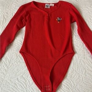 Vibrant Red Long Sleeve Bodysuit